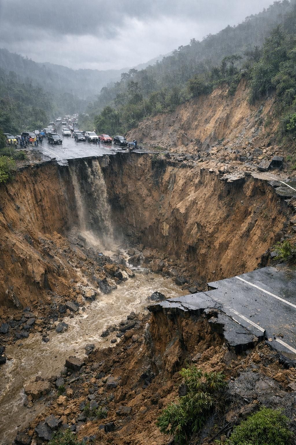 tanah longsor raksasa melanda aceh tengah, menyebabkan akses jalan terputus total dan mengganggu aktivitas warga setempat.