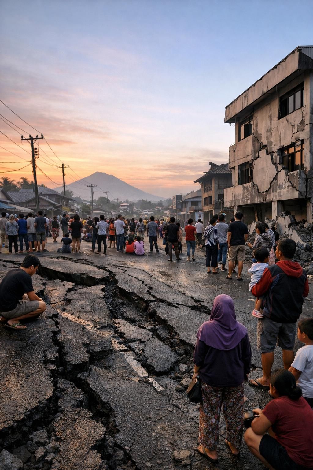 gempa hebat berkekuatan magnitudo 7,6 mengguncang sulawesi utara dan maluku utara, menyebabkan aspal jalan bergoyang hebat dan menimbulkan kekhawatiran besar di wilayah terdampak.
