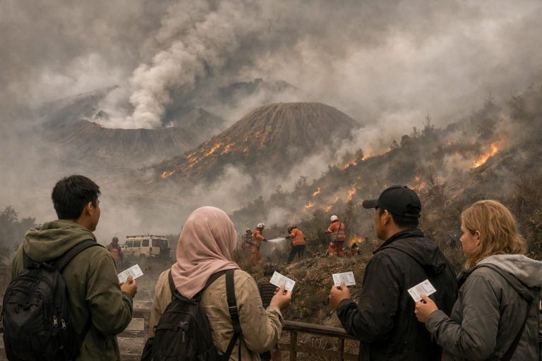 gunung bromo ditutup sementara akibat kebakaran, pengunjung berkesempatan mengajukan pengembalian dana tiket. dapatkan informasi lengkap di detiknews.